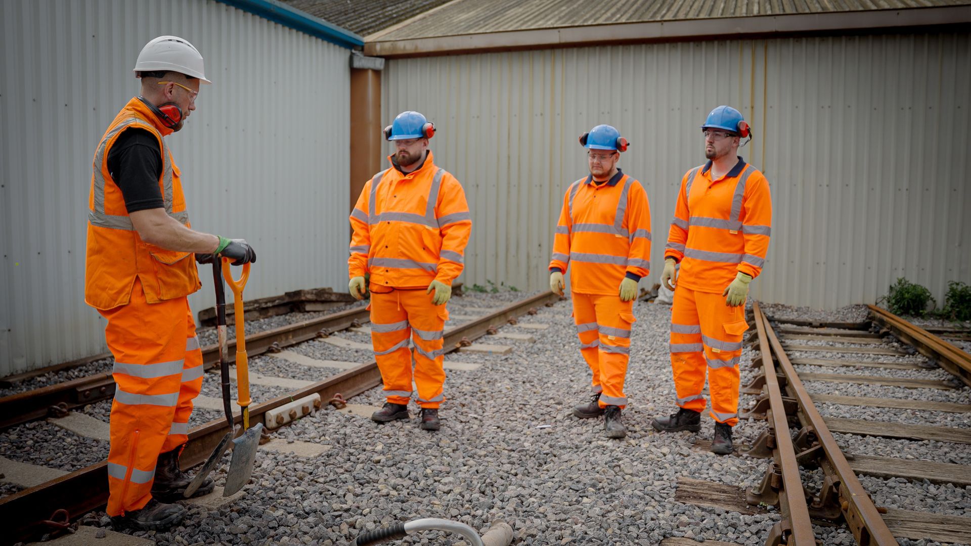 Rail apprentices receiving trackside instruction at Protech Training Academy